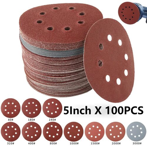50pcs 125MM  Sandpaper Round Shape Sanding Discs 8 Holes跨境