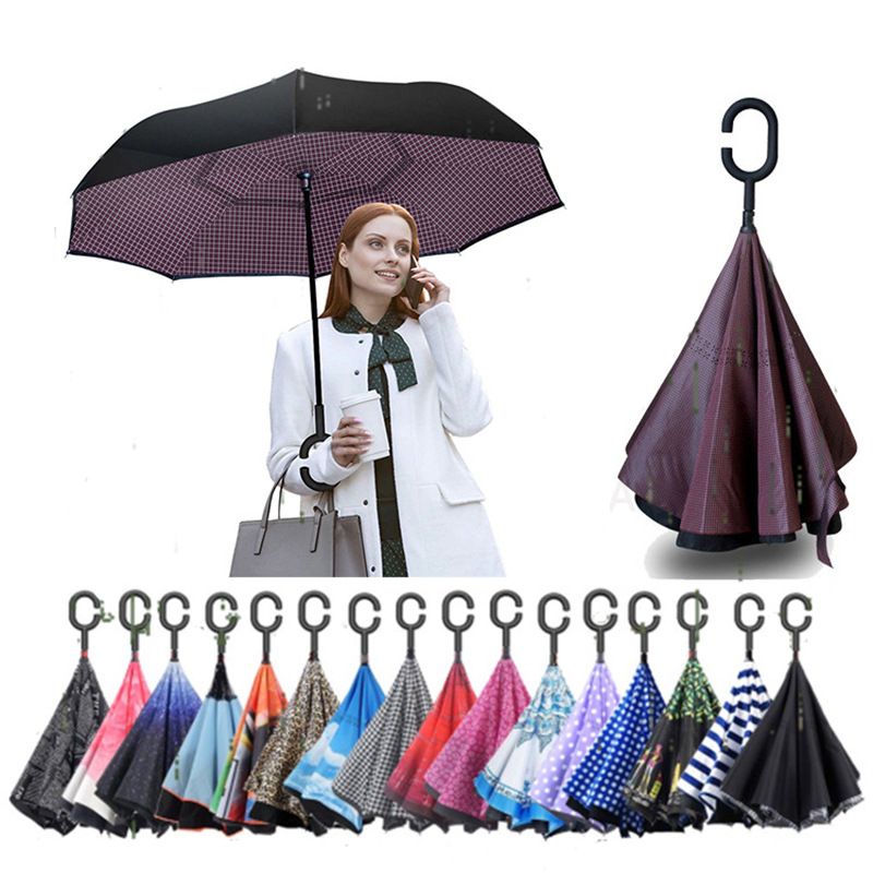 2024 Folding Long Shank Double Layer Inverted Umbrella跨境专