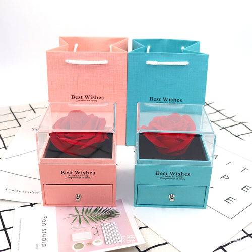 Perpetual flower gift box acrylic jewelry box single rose