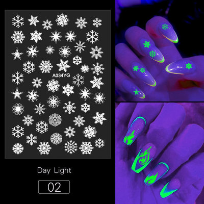 3D Nail Art Glitter Decal Nail Stickers Glowing in Dark DIY