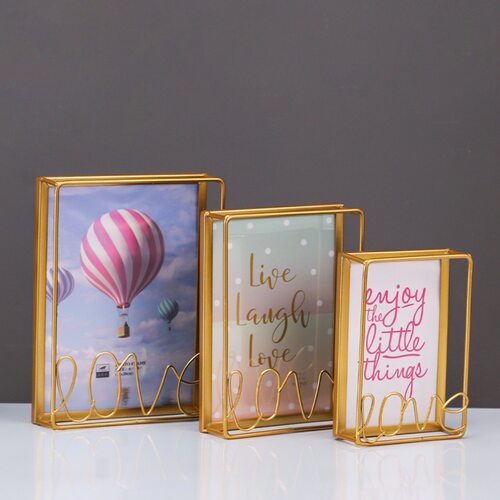 Iron Glass Stand Photo Frame Office Desktop TV