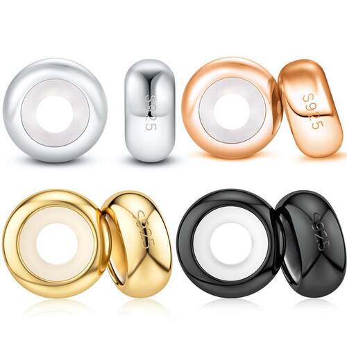2pcs/set Round Spacer Beads Bracelet Charms Rubber Smooth Sp