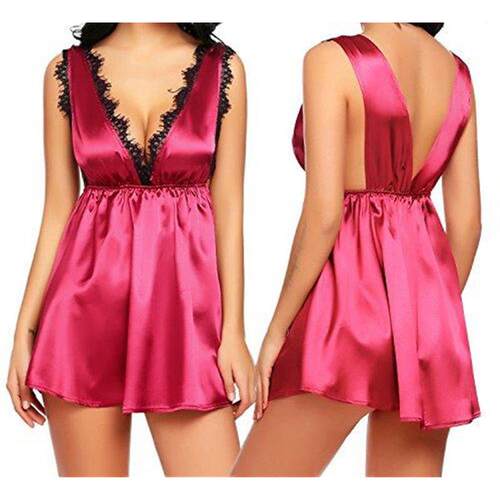 Women's V-neck sexy lingerie night skirt backless home wear