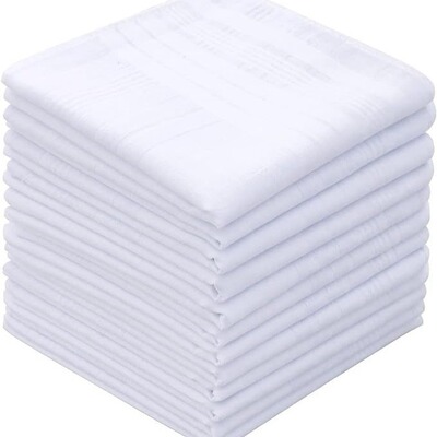 Cotton White Satin Striped Handkerchief White Knitted Handke