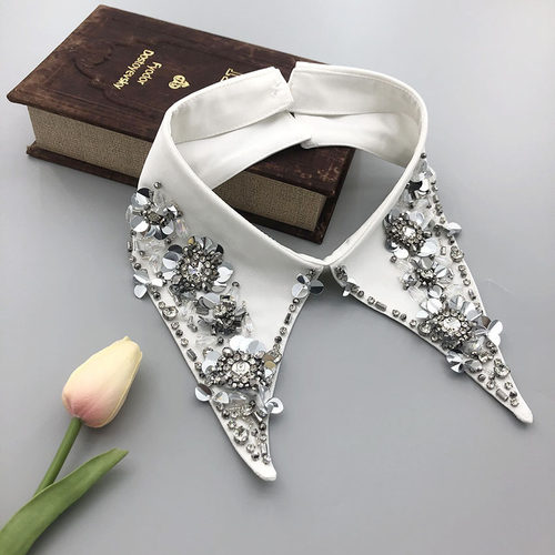 White Black Fake Collar Shirt for Women Lace Hollow跨境