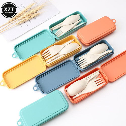 Foldable Wheat Straw Spoon Fork Knife Chopsticks Cutlery跨境