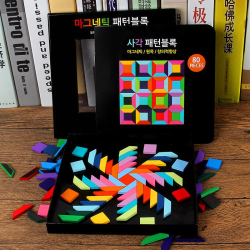 Stereoscopic magnetic patches color blocks tangram puzzle