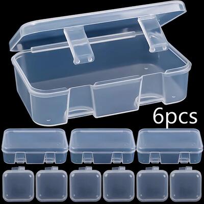 6x Large and Small Size Clear Plastic Storage Box Containers