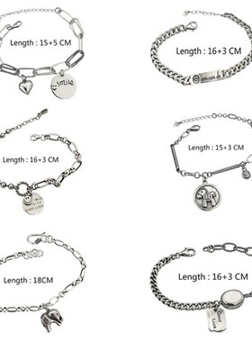 2024 New 925 Sterling Silver Thick Chain Charm Bracelet for