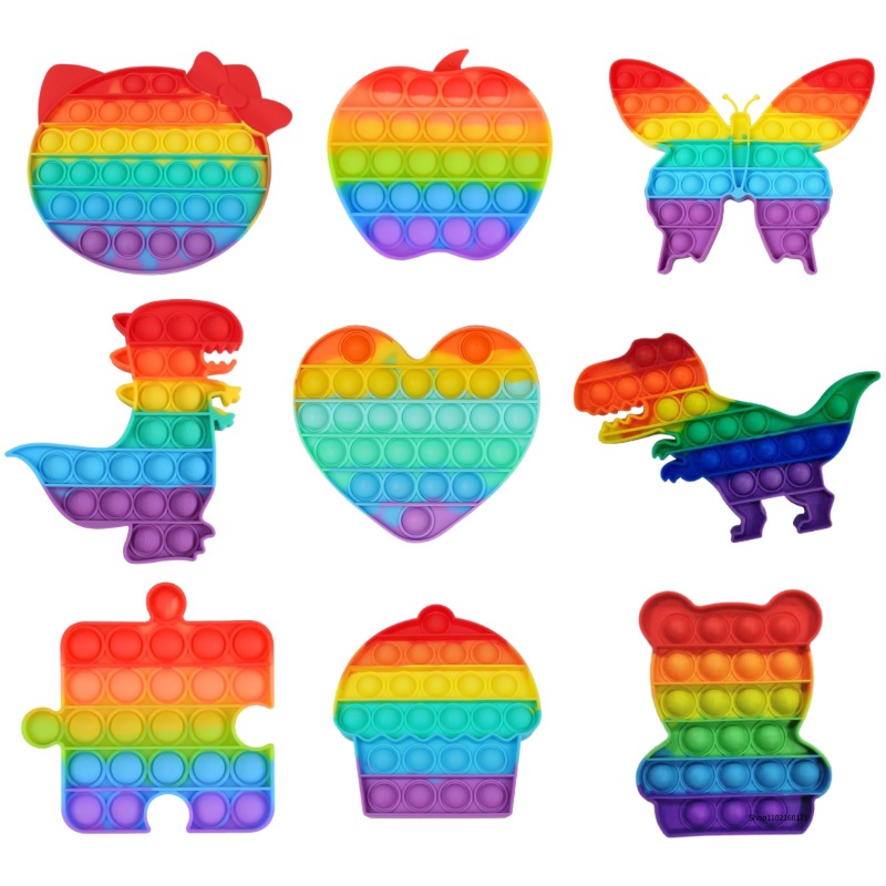 Fidget Toys Rainbow Butterfly Push Bubble Fidget Sensory跨境