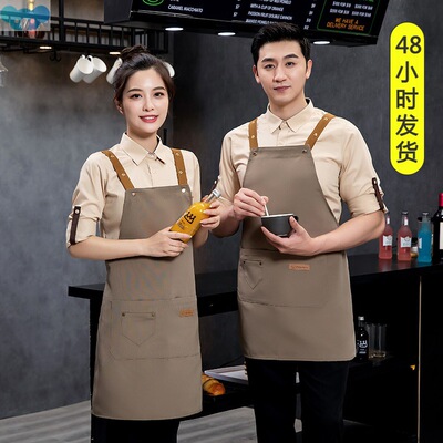 Apron Home Canvas Splashproof Work Chef Kitchen Waiter 围裙1