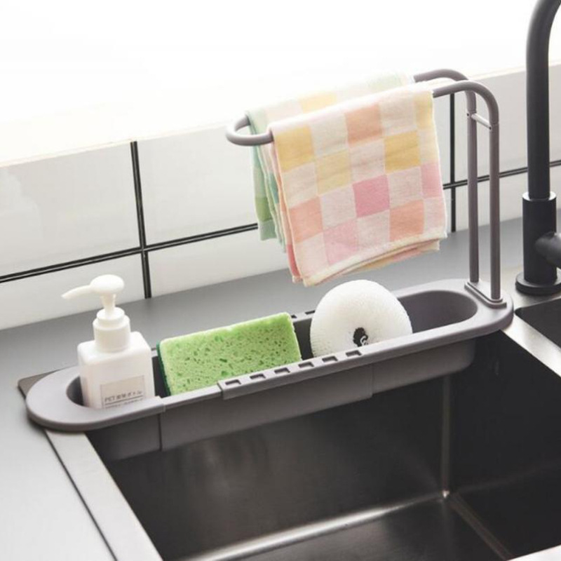 Telescopic Sink Shelf Drainer Rack Kitchen Organizer Soap跨