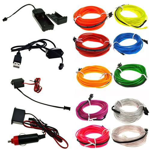 1M 2M 4M 5M Flexible Neon Glow Light EL Wire LED Strip 5V 3V