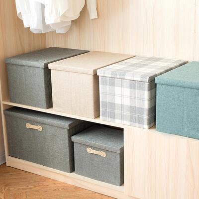 Cotton Linen Storage Box Organizer Home Clothes Luggage Bag
