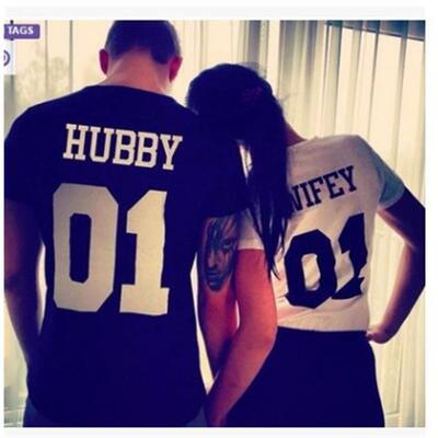 Couple Clothes vogue Man Tshirt Women t-shirt HUBBY Tops Tee