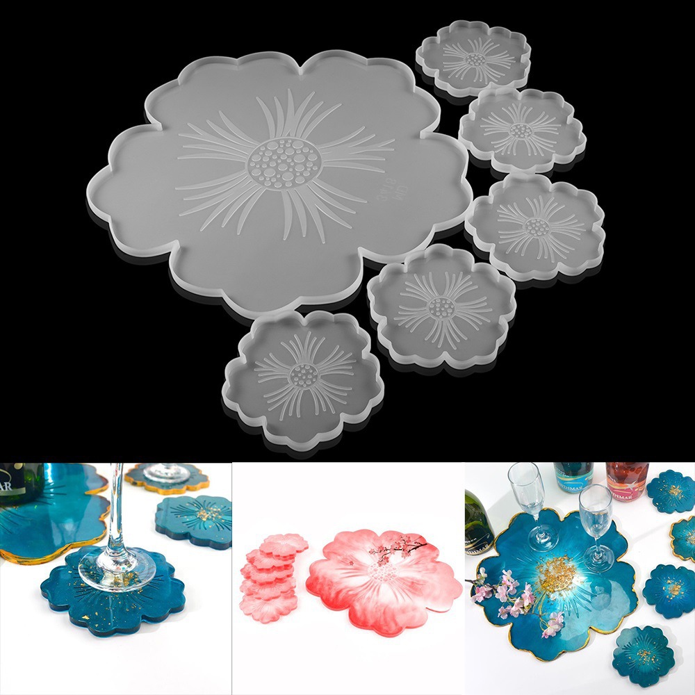 1Set Coass Silicone Molds UV Epoxy Resin Mould Flowers Tray