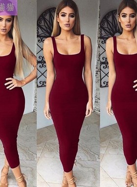 Sexy women Thin long dress style sling vest night club dress