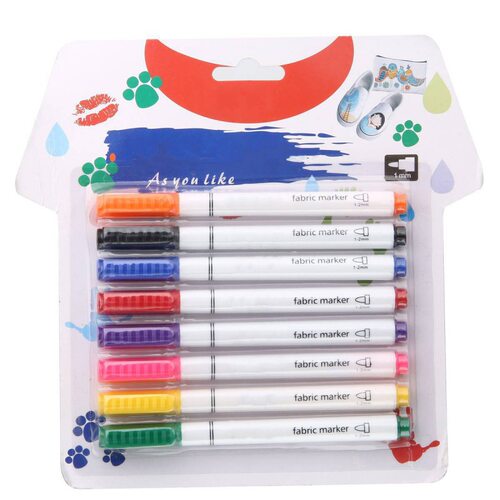 8pcs New Clothes Textile Markers Fabric Paint Pens DIY Craft