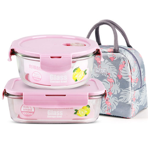 Glass lunch box microwave oven heating lunch box  bento bowl