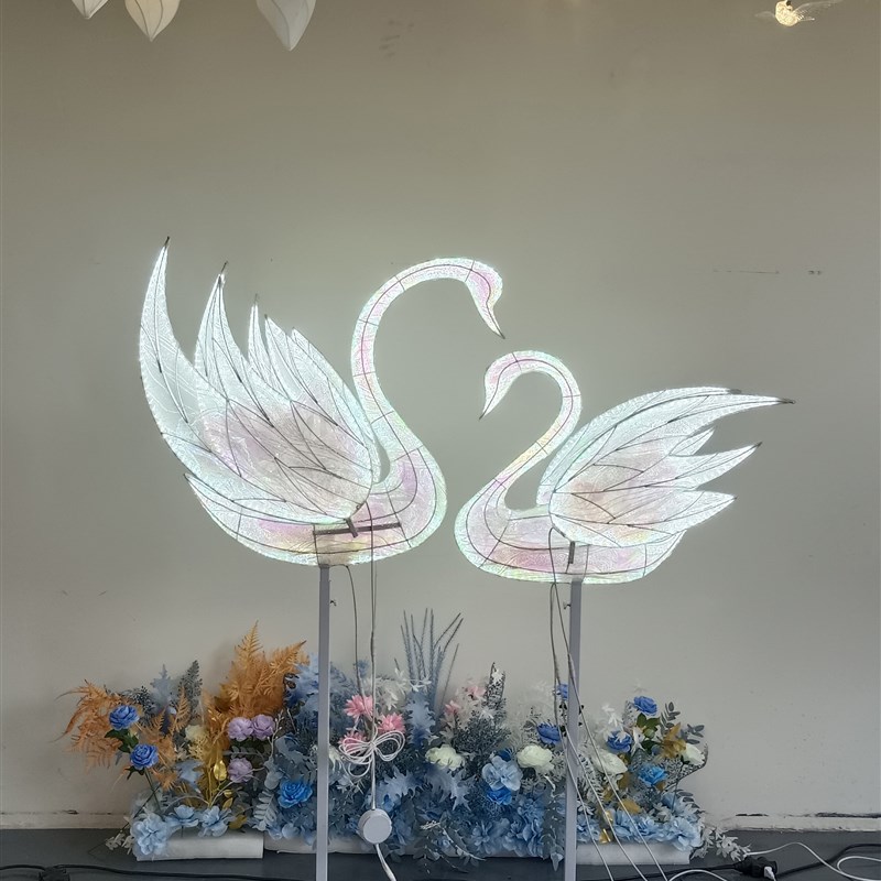 新品天鹅摆件路引婚庆道具发光鹅婚礼堂摆放背景摆件室内场景装饰