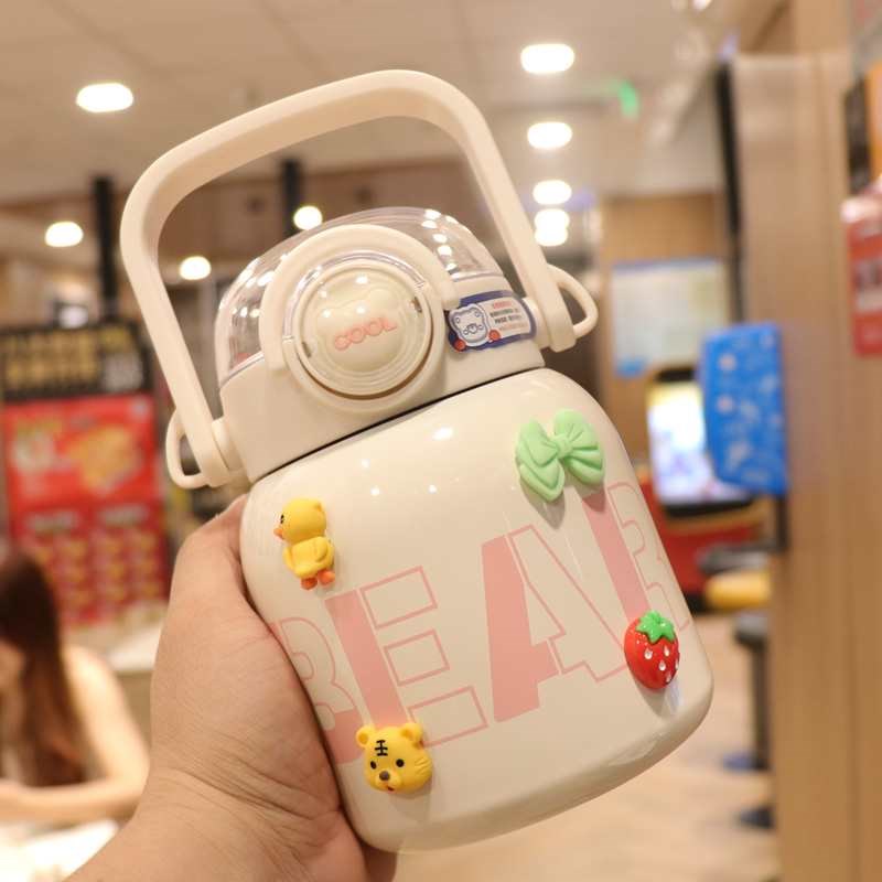 大容量保温杯带吸管女士学生高颜值2023新款户外便携水杯上学专用