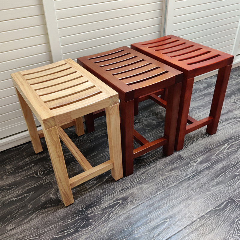 防水实木浴室凳子洗澡凳防腐家用老人专用防滑淋浴房更衣凳洗脚凳