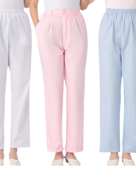 粉蓝色松紧腰西裤冬装薄款护士服