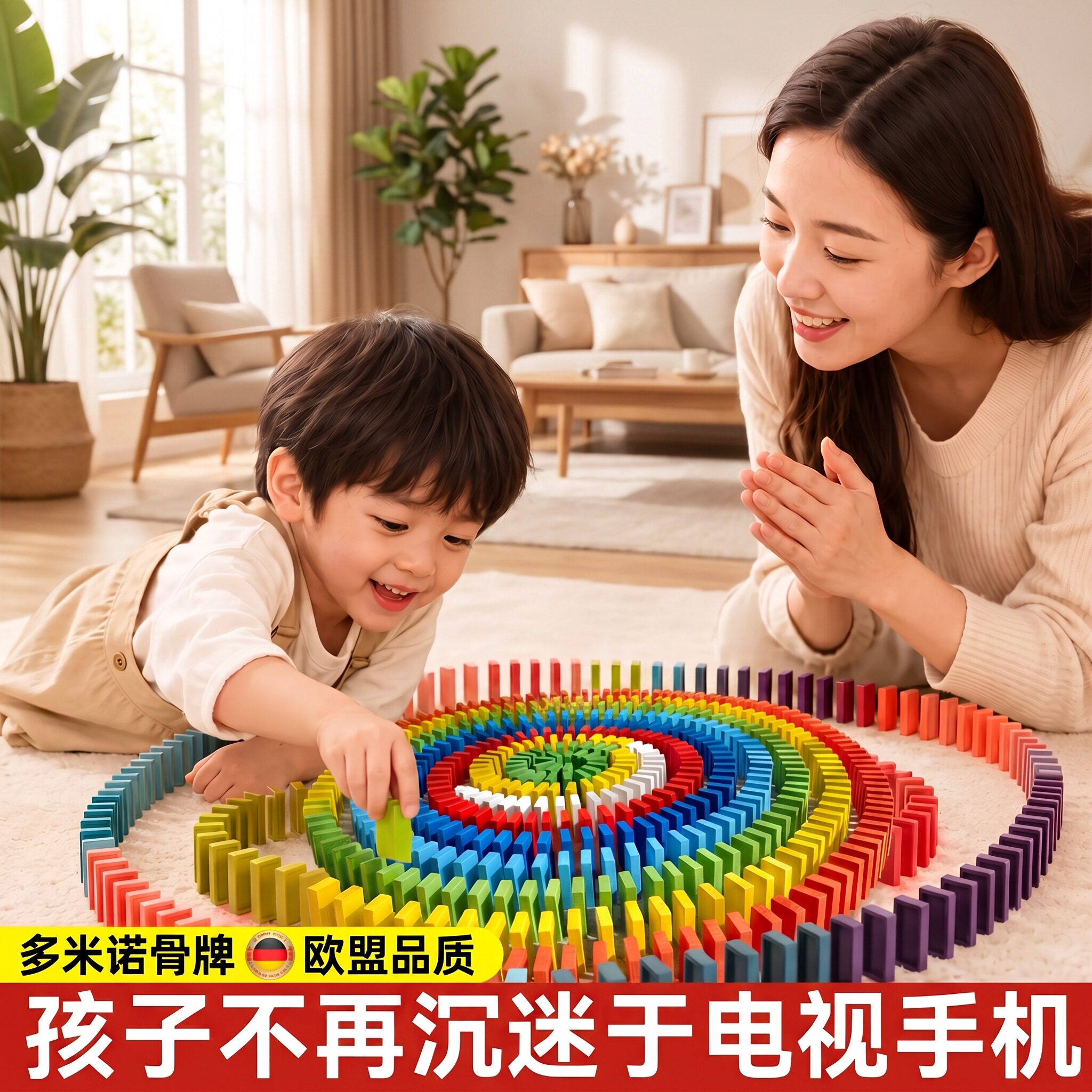 多米诺骨牌实木儿童益智成人比赛专用智力积木大号小学生暑假玩具