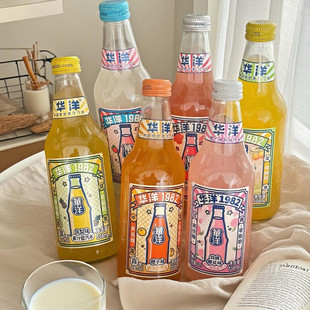 华洋1982汽水果味果汁碳酸饮料真低糖0脂肪358ml玻璃瓶整箱网红装
