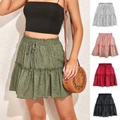 pleated high women 2022 large chiffon print waist skirt