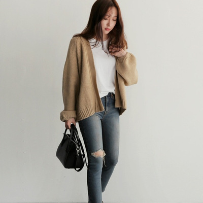 2020 lazy cardigan net red sweater women loose Korean short