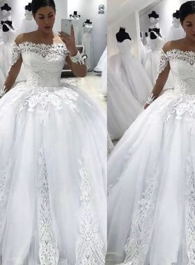 Wedding Dresses Off Shoulder Lace  Long Sleeve wedding Gown