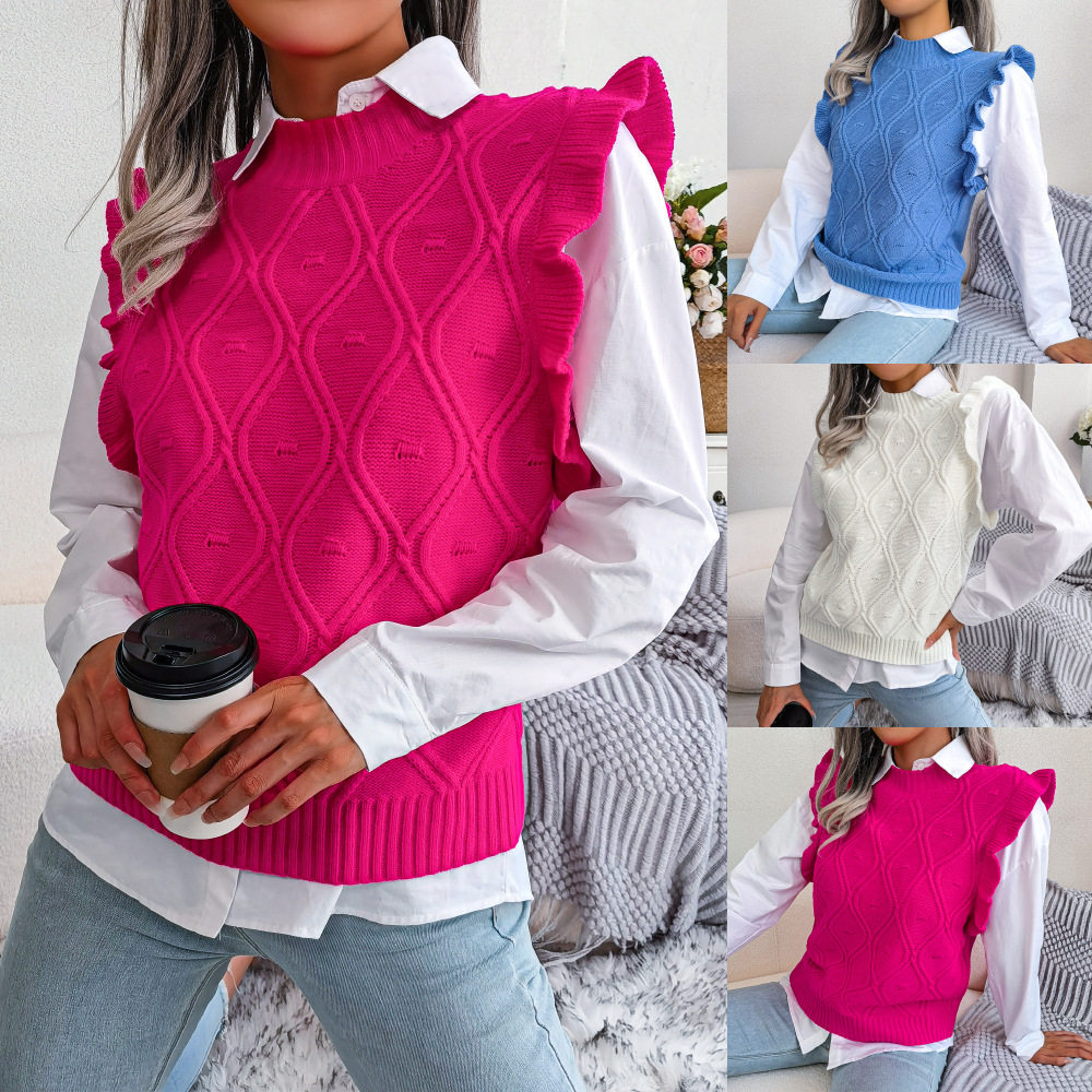 2022 rhombus knitted vest sweater women's fashion clothes