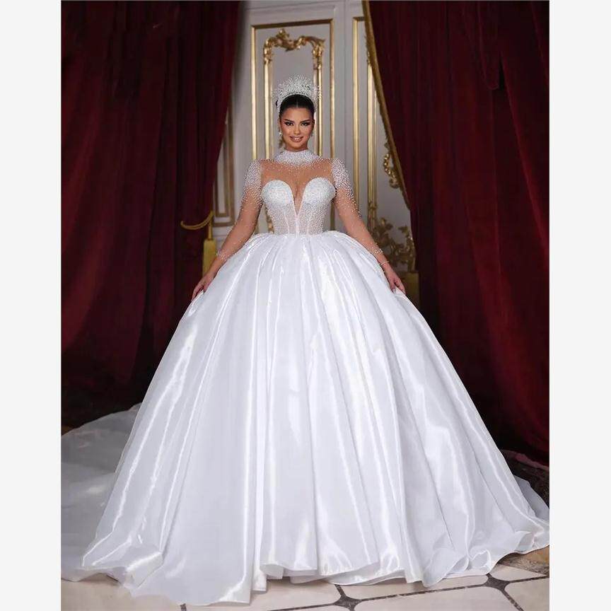 White Wedding Dresses Beaded Wedding Gowns Brides Dresses