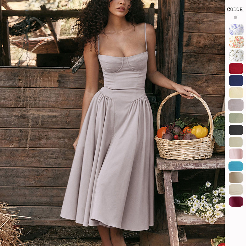 Skirt French Retro Long Dress Court Dopamine Dress Women