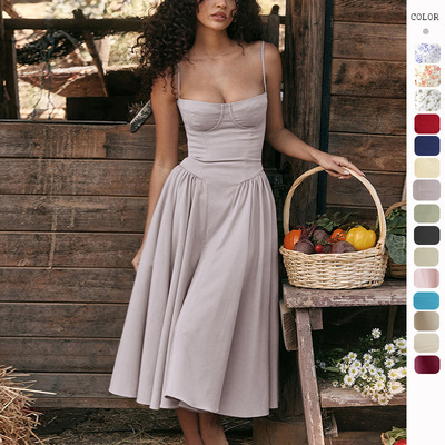 Skirt French Retro Long Dress Court Dopamine Dress Women