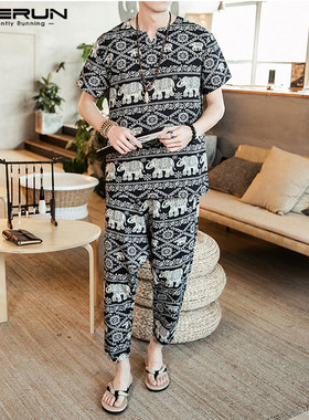intage Pants Streetwear Loose Men Clothes 2 Pieces Plus Size