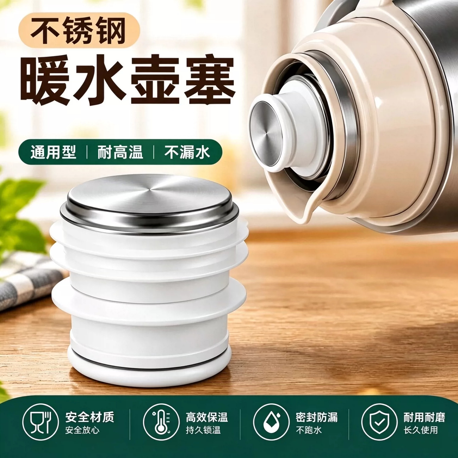 不锈钢通用防漏热水瓶塞