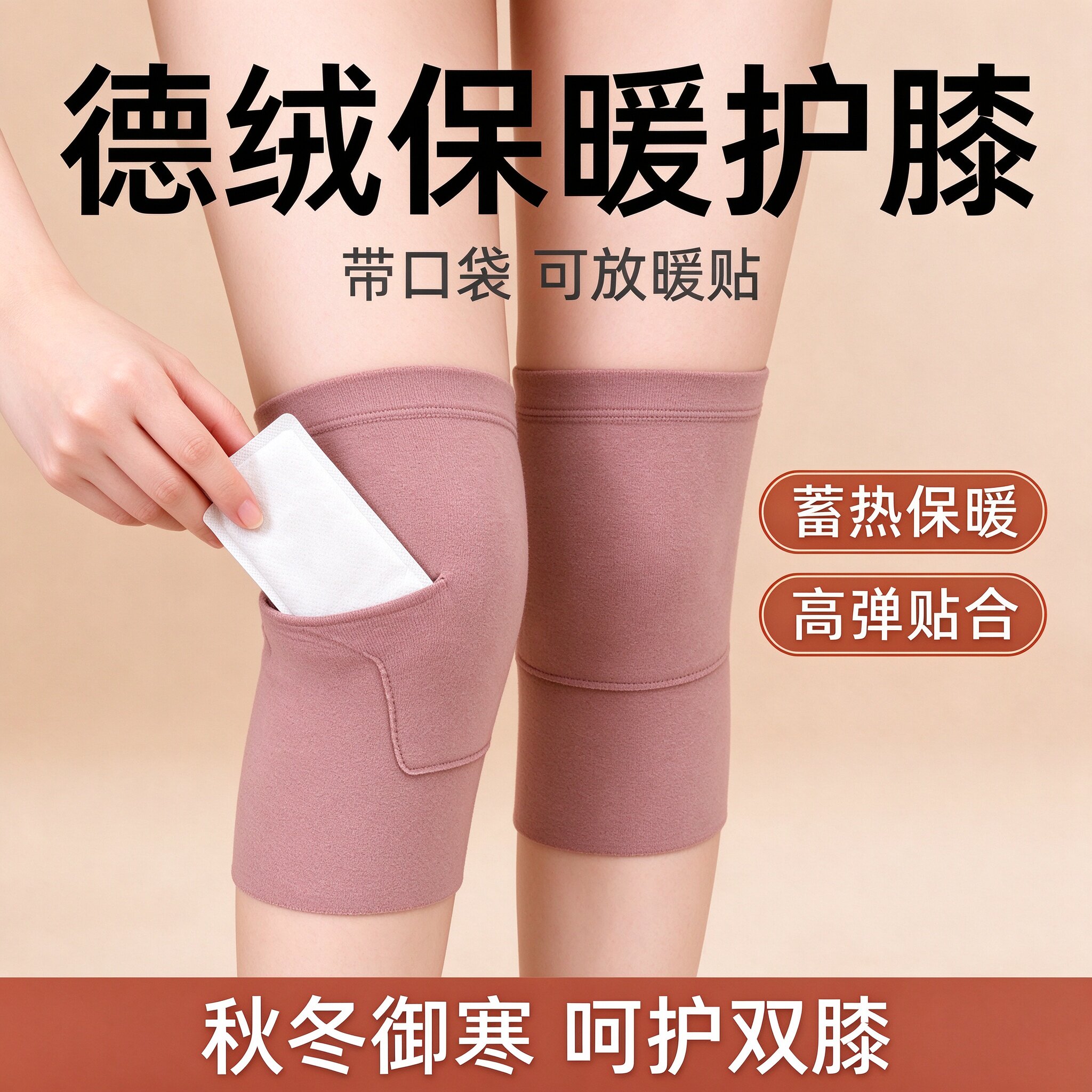 德绒发热保暖护膝套老寒腿