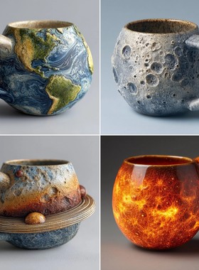 Planetary Mug Collection - Cosmic Ceramic Cups行星马克杯系列