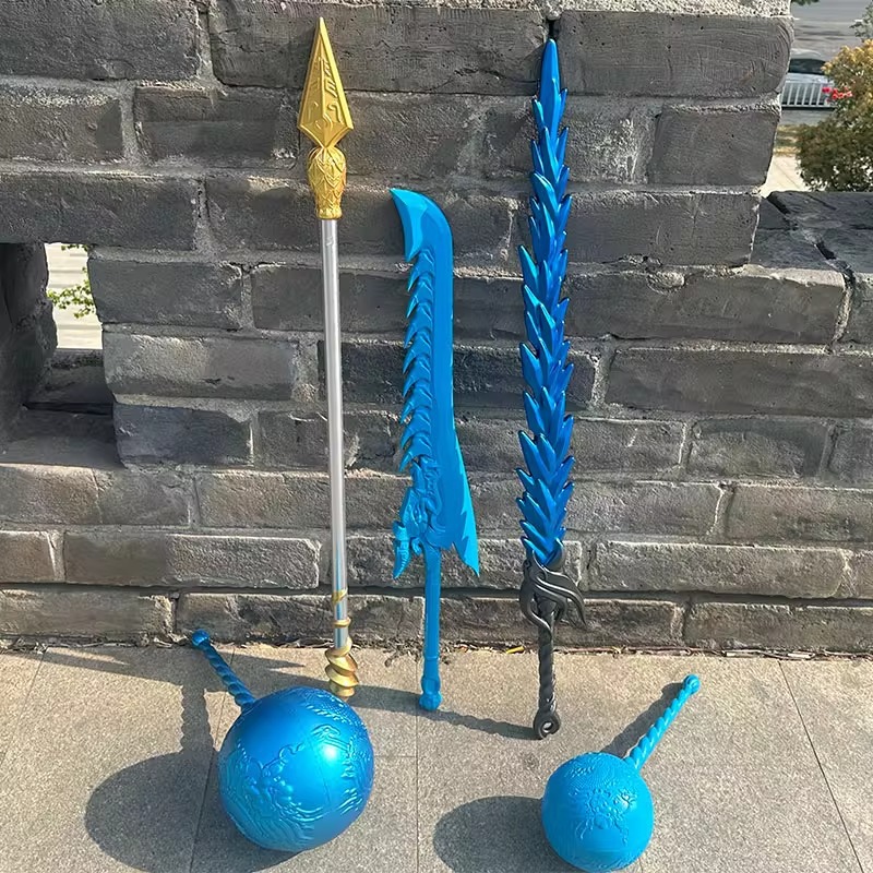 哪吒火尖枪乾坤圈申公豹雷公鞭敖丙盘龙冰锤敖光龙牙刀玩具pu模型