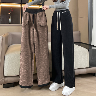 羊羔绒阔腿裤女秋冬季