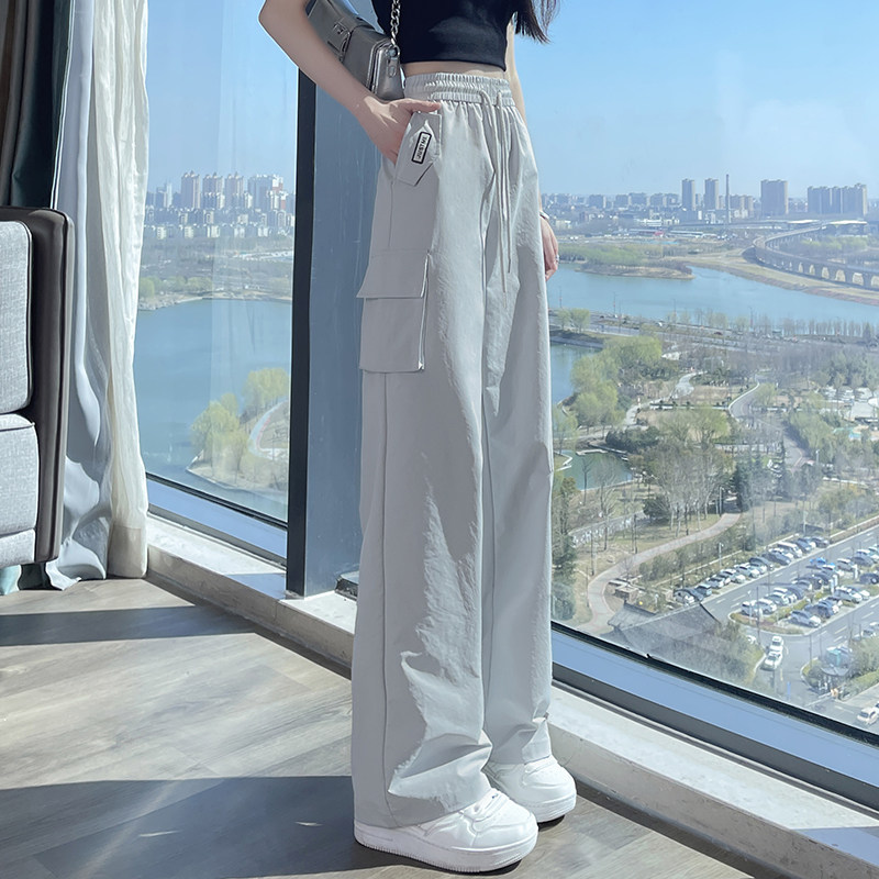 直筒工装裤女夏季薄款速干冰丝