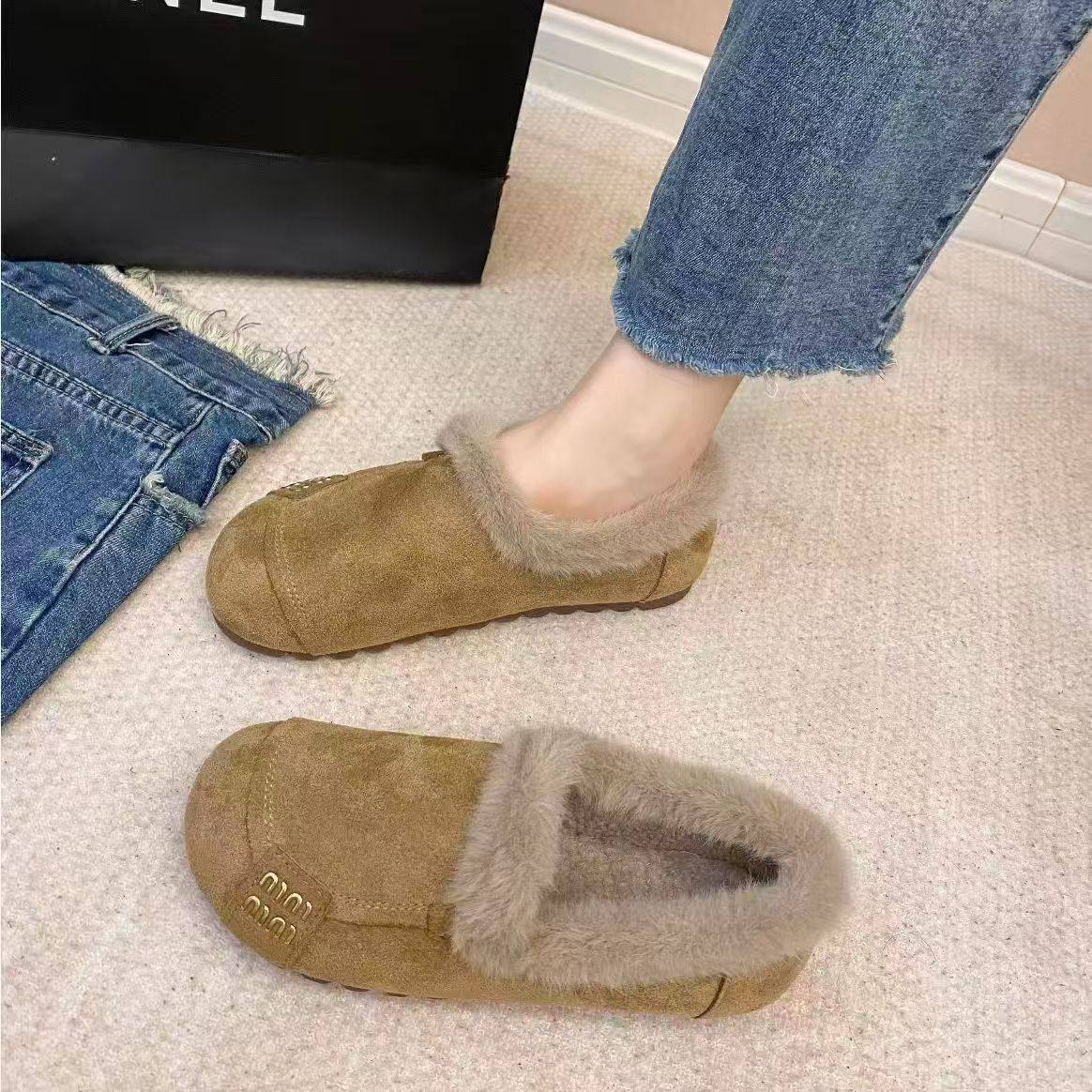 2025新款妈妈鞋冬季一脚蹬复古豆豆毛毛鞋加绒保暖防滑棉鞋勃肯鞋,女鞋,勃肯鞋/软木鞋,淘宝优惠券,粉丝福利购,淘宝优惠卷