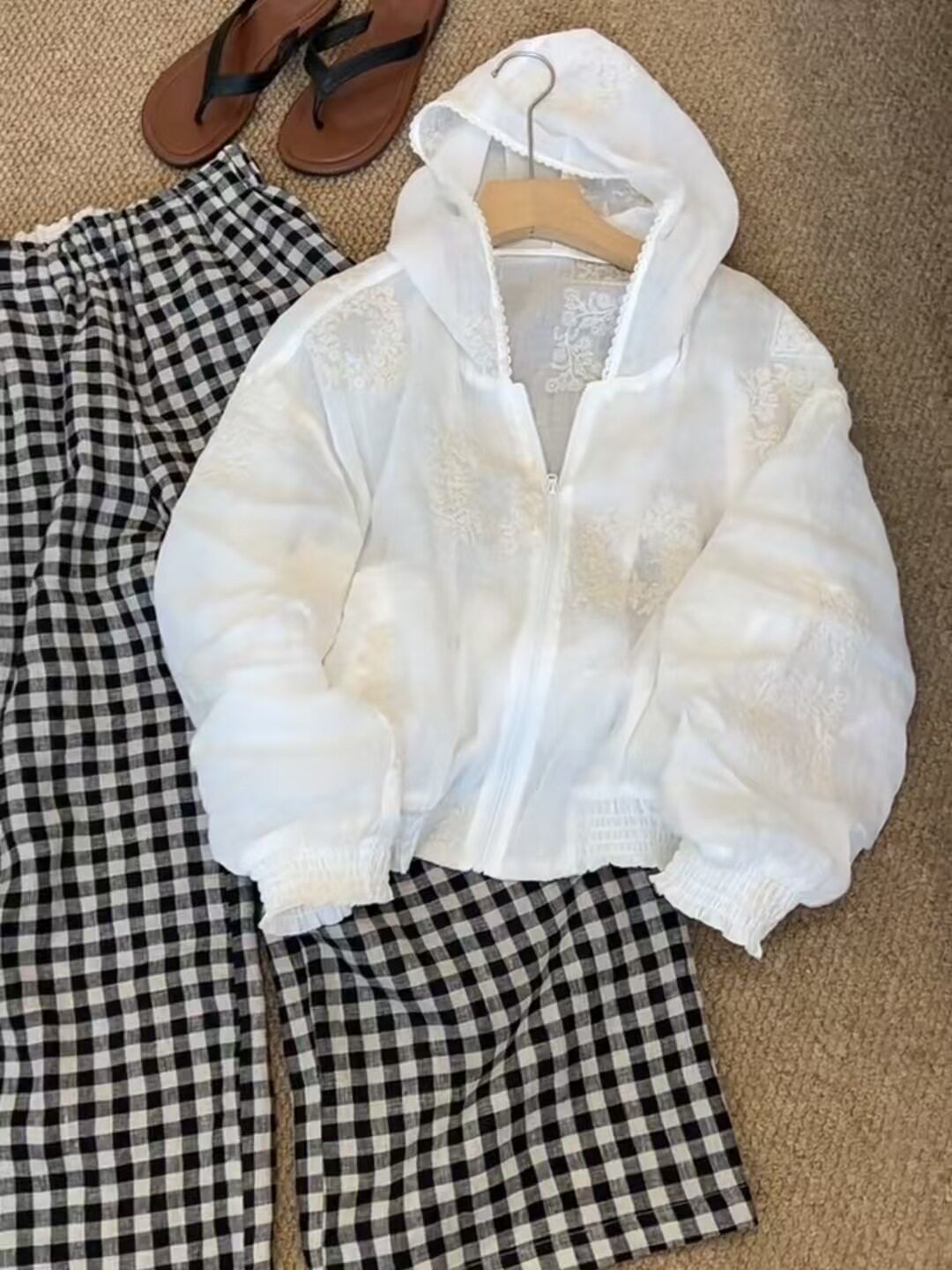 防晒衫外套女连帽薄款亚麻棉2025新款休闲开衫外搭爆款防晒服上衣