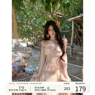 牛了牛了 法式抹胸上衣女2026早春新款雪纺鱼骨胸衣性感吊带背心