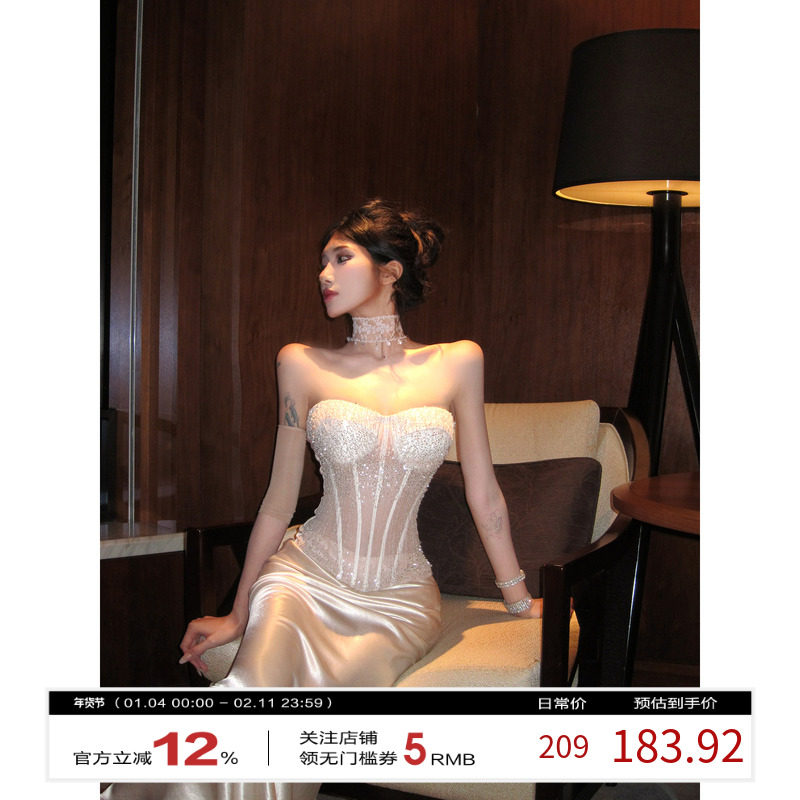 牛了牛了 高级感穿搭套装女2025冬季亮片鱼骨胸衣抹胸上衣半身裙,女装/女士精品,时尚套装,淘宝优惠券,粉丝福利购,淘宝优惠卷