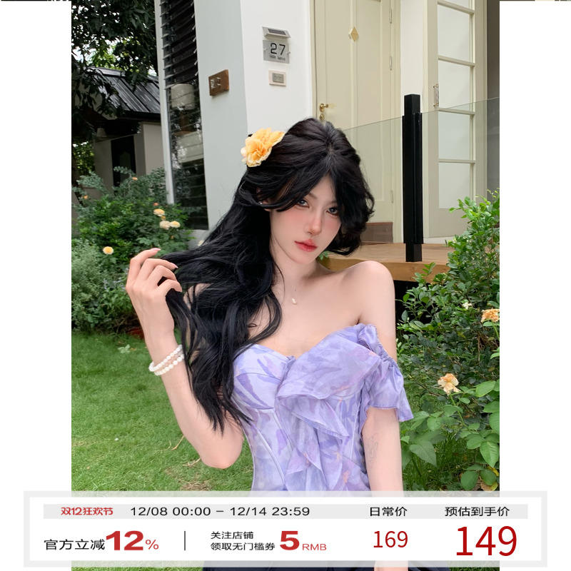 牛了牛了 一字肩抹胸上衣女2025夏季设计感鱼骨胸衣法式无袖上衣