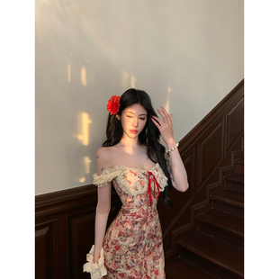 牛牛【南法假日】法式复古清新浪漫蕾丝泡泡袖连衣裙N26Q30528