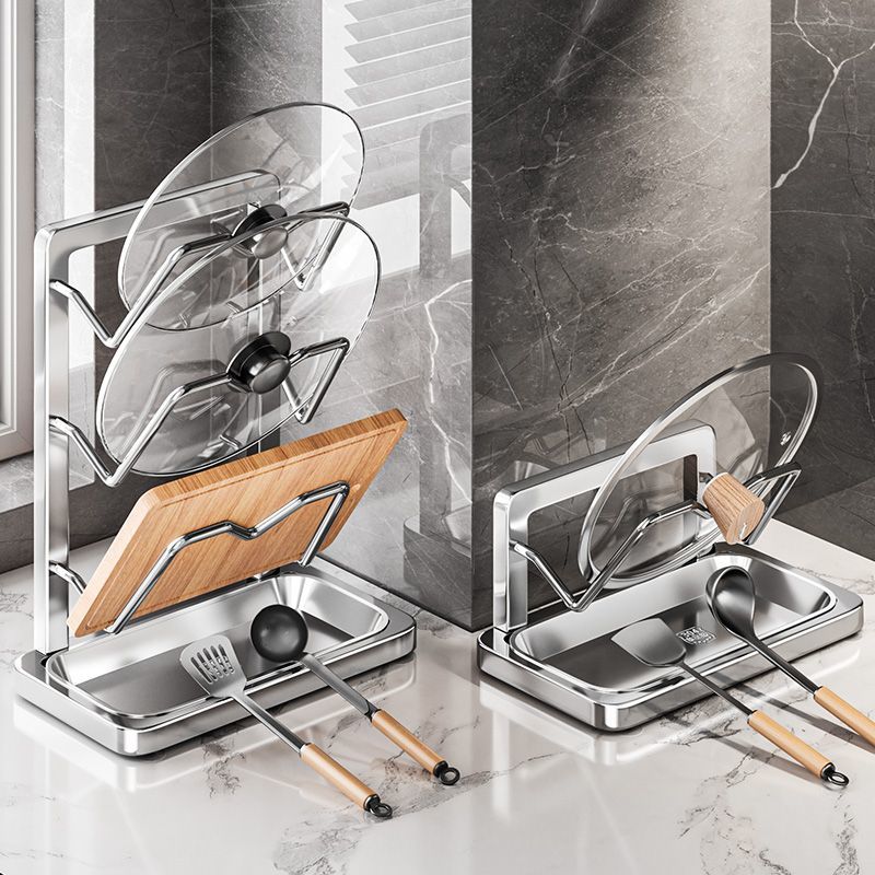 菜板放置架全304特厚不锈钢多层台面锅盖架厨房多功能置物架砧板